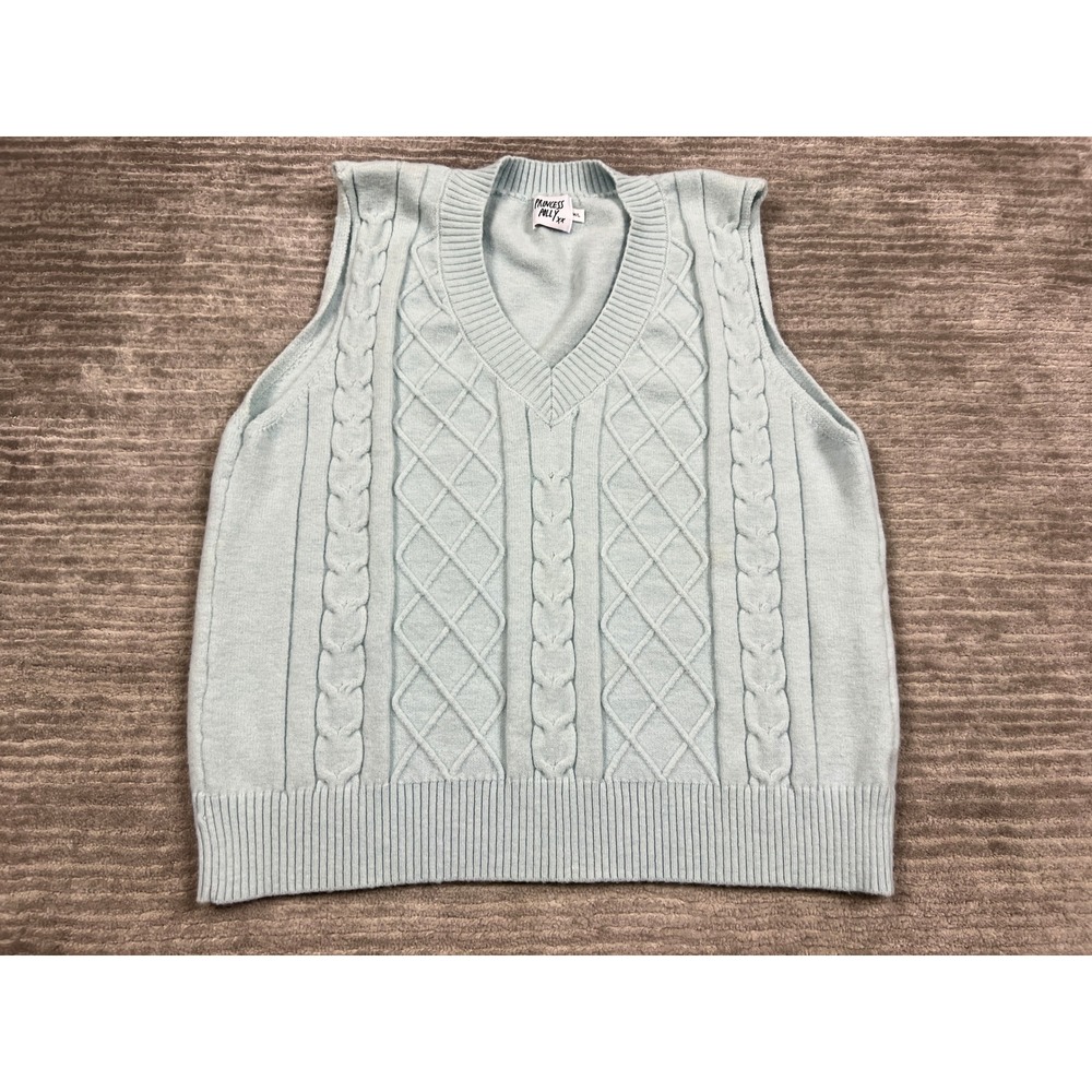 Princess Polly Sweater Vest Womens M/L Blue Acrylic Blend Sleeveless
